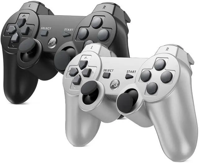 Main image of RetroFam Wireless PlayStation 3 Controller 2 Pack, Black & Silver - Compatible with PS3 Game Console