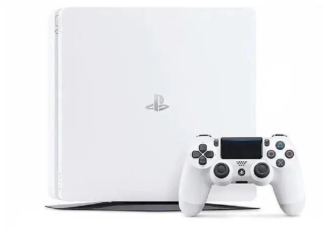 Alt view image 2 of 5 - Sony PlayStation 4 (PS4) Slim 500GB Console with Retrofam Controller  White
