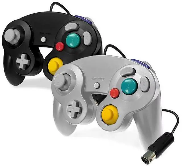 Alt view image 2 of 5 - Nintendo GameCube Console with 2 Retrofam Controllers Black & Silver