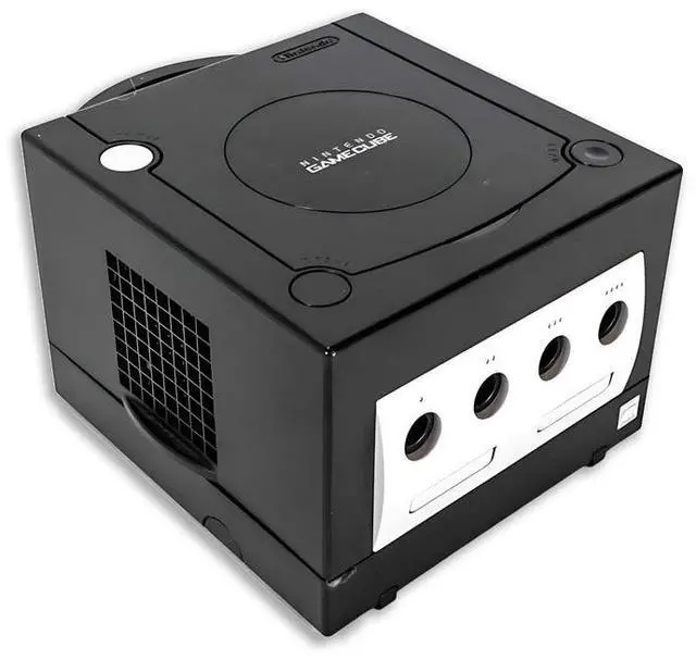 Alt view image 4 of 5 - Nintendo GameCube Console with 2 Retrofam Controllers Black & Silver