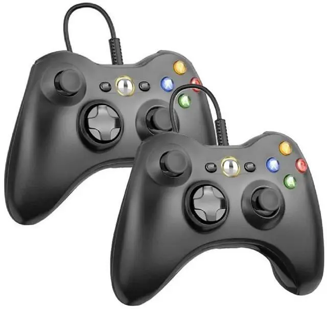 Alt view image 4 of 5 - Microsoft Xbox 360 E 4GB Console with 2 Retrofam Controllers Black