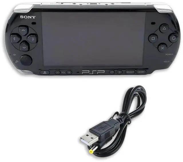 Main image of Sony PlayStation Portable PSP-2000 Gaming Console with RetroFam Charging Cable Ebony Black