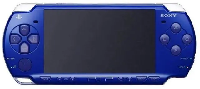 Main image of Sony PlayStation Portable PSP-2000 Gaming Console with RetroFam Charging Cable Metallic Blue
