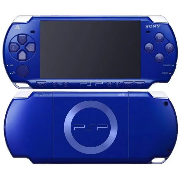 Alt view image 3 of 5 - Sony PlayStation Portable PSP-2000 Gaming Console with RetroFam Charging Cable Metallic Blue