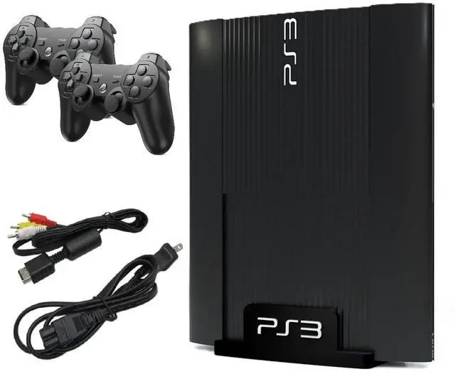 Main image of Sony PlayStation 3 Super Slim 500GB Console with Two Retrofam Controllers  Black
