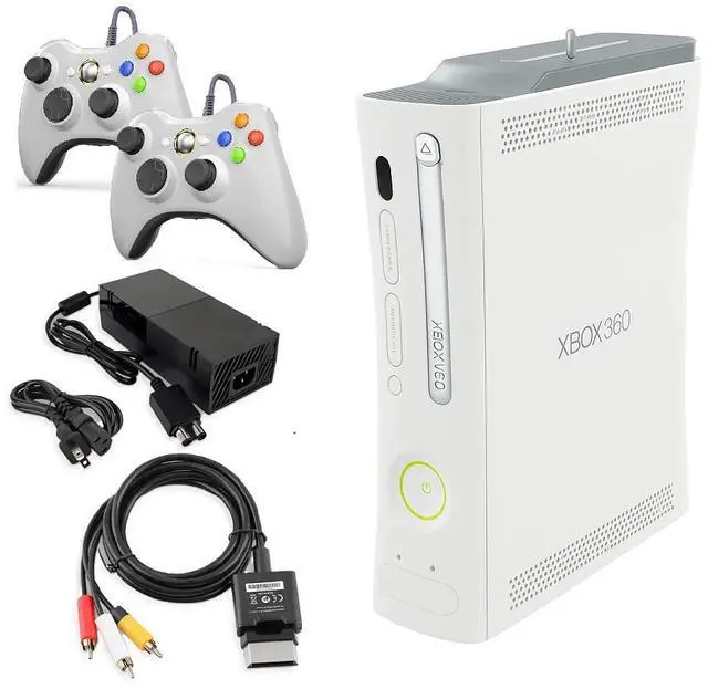 Main image of Microsoft Xbox 360 Original Console with Two Retrofam Controllers White