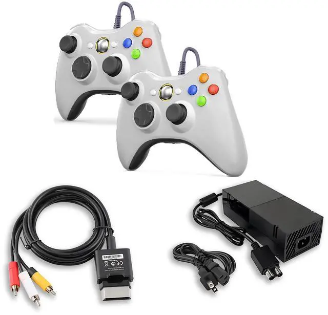 Alt view image 2 of 5 - Microsoft Xbox 360 Original Console with Two Retrofam Controllers White