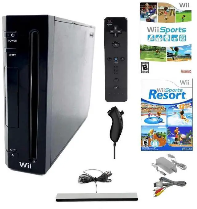 Main image of Nintendo Wii Console Wii Game System Black with Wii Sports & Sports Resort (Refurbished)