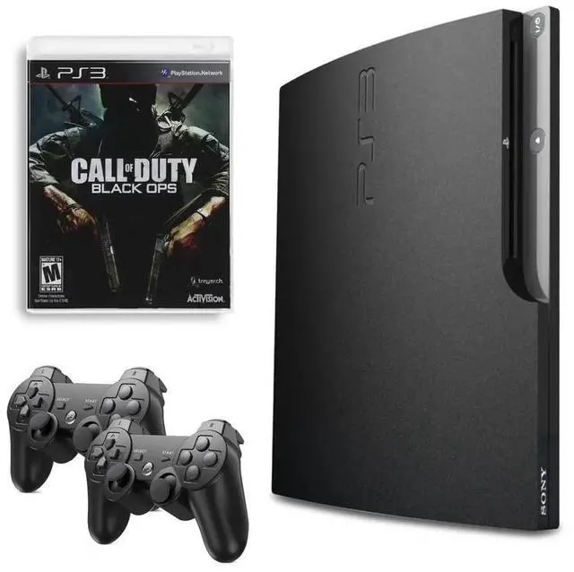 Main image of Sony PlayStation 3 (PS3) Console Slim 120GB Black with Call of Duty Black Ops and 2 Retrofam Controllers