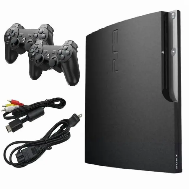 Alt view image 3 of 5 - Sony PlayStation 3 (PS3) Console Slim 120GB Black with GTA V and 2 Retrofam Controllers