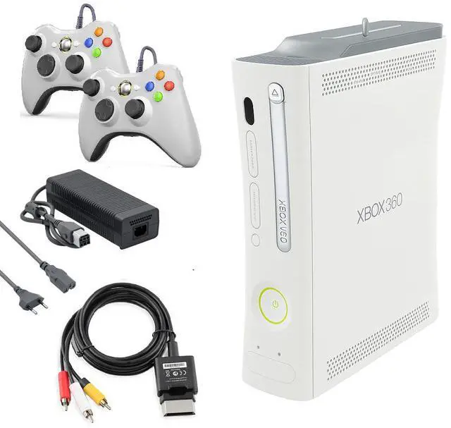 Main image of Microsoft Xbox 360 Original Console with Two Retrofam Controllers White