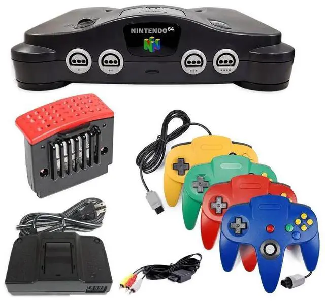 Main image of Nintendo 64 N64 Game System with Expansion Pak and 4 Pack Retrofam N64 Controller