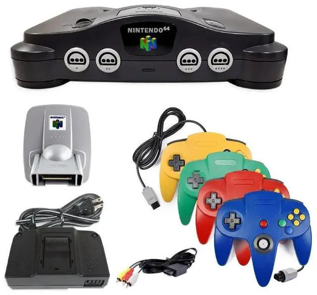 Main image of Nintendo 64 N64 Game System with OEM Transfer Pak and 4 Pack Retrofam N64 Controller