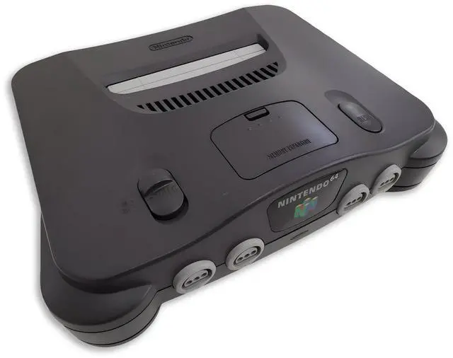 Alt view image 5 of 5 - Nintendo 64 N64 Game System with 2 Pack Retrofam N64 Controller Black & Gray