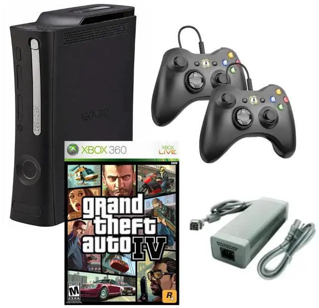 Main image of Microsoft Xbox 360 Elite Game Console with Two Retrofam Controllers and Grand Theft Auto IV