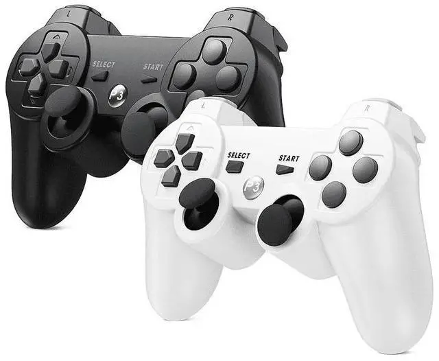 Main image of RetroFam 2 Pack Wireless Controller compatible for Playstation PS3 Console, White and Black