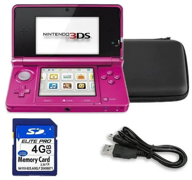 Main image of Nintendo 3DS Handheld Video Game Console with Carrying Case and 4GB SD, Gloss Pink
