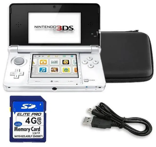 Main image of Nintendo 3DS Handheld Video Game Console with Carrying Case and 4GB SD, Ice White