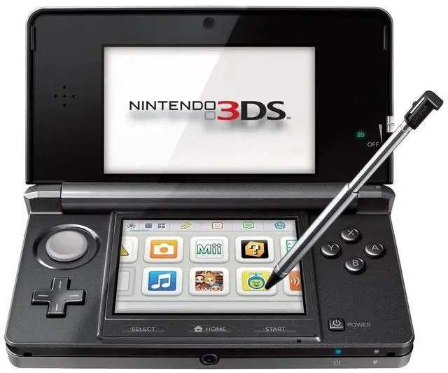 Alt view image 4 of 5 - Nintendo 3DS Handheld Gaming Console - Cosmo Black Bundle with RetroFam 32GB SD Card & Glass Screen Protector