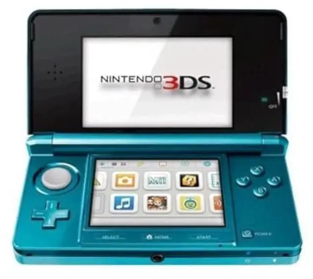 Alt view image 3 of 5 - Nintendo 3DS Handheld Gaming Console - Aqua Blue Bundle with RetroFam 32GB SD Card & Glass Screen Protector