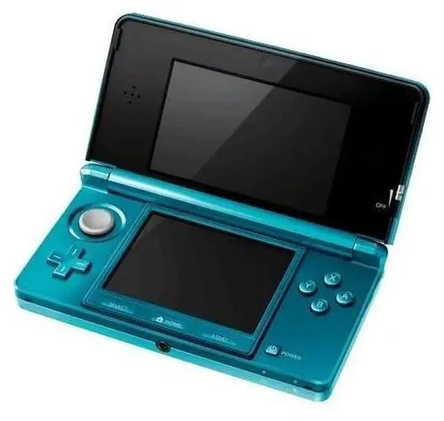 Alt view image 5 of 5 - Nintendo 3DS Handheld Gaming Console - Aqua Blue Bundle with RetroFam 32GB SD Card & Glass Screen Protector