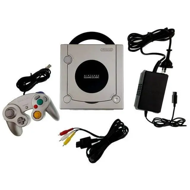 Alt view image 2 of 6 - Nintendo GameCube Game Console Bundle with 2 Retrofam Controllers (Silver) & Metroid Prime Game