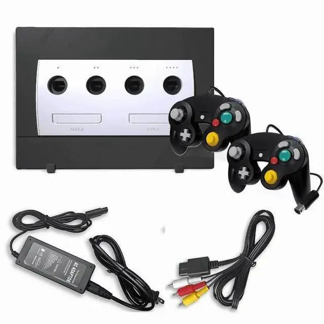 Alt view image 2 of 7 - Nintendo GameCube Game Console Bundle with 2 Retrofam Controllers (Black) & Metroid Prime Game