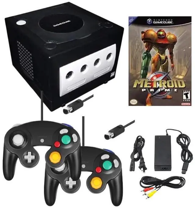 Main image of Nintendo GameCube Game Console Bundle with 2 Retrofam Controllers (Black) & Metroid Prime Game