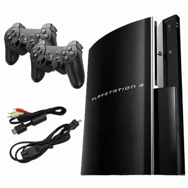 Alt view image 2 of 4 - Sony PlayStation 3 PS3 Fat 80GB Console Bundle with 2 RetroFam Controllers & NHL 11 Game