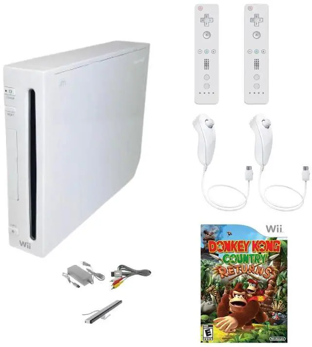 Main image of Nintendo Wii Console White Premium Bundle Includes Donkey Kong Country Returns, 2 Remotes & 2 Nunchuks