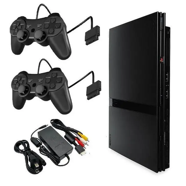 Alt view image 2 of 6 - Sony PlayStation 2 PS2 Slim Console System Bundle with 2 Retrofam Controllers and Blitz: The League Game
