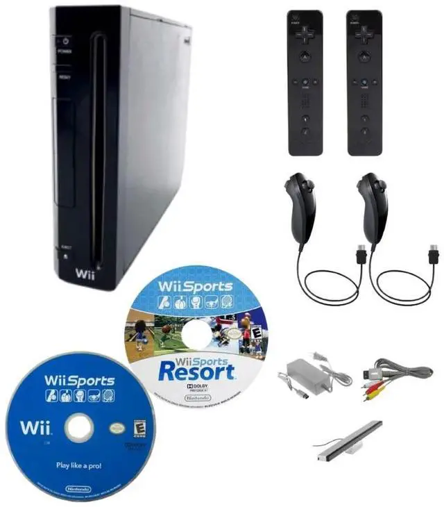 Main image of Nintendo Wii Console Black Premium Bundle Includes Wii Sports Resort & Wii Sports Game, 2 Remotes & 2 Nunchuks