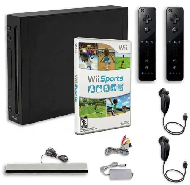 Main image of Nintendo Wii Console Black Premium Bundle Includes Wii Sports Game, 2 Remotes & 2 Nunchuks