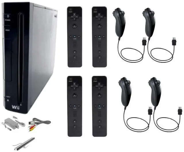 Main image of Nintendo Wii Console System Bundle - Black, Includes 4 Controllers (Refurbished)