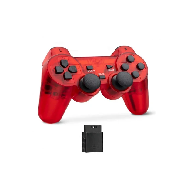 Alt view image 4 of 5 - RetroFam 4 Pack PS2 Controller Wireless for Playstation 2 Game Console, Transparent (Blue + Green + Red + Purple)