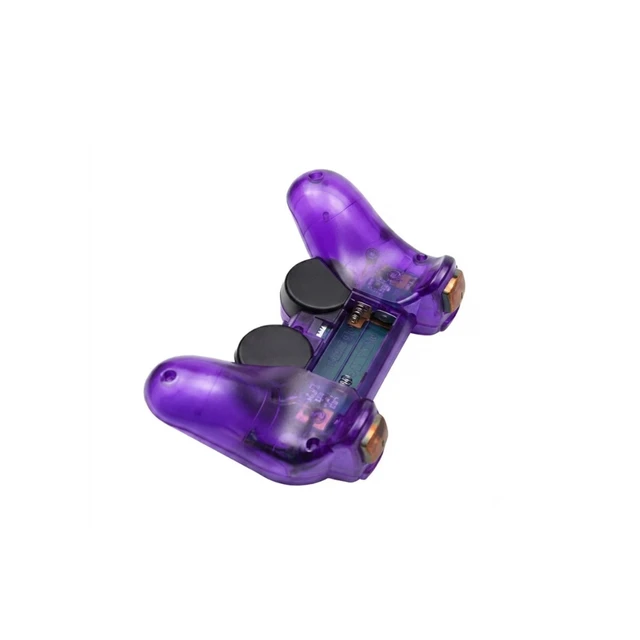 Alt view image 4 of 5 - RetroFam 2Pack PS2 Controller Wireless for Playstation 2 Game Console, Transparent Purple + Blue