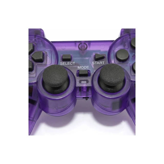Alt view image 5 of 5 - RetroFam 2Pack PS2 Controller Wireless for Playstation 2 Game Console, Transparent Purple + Blue