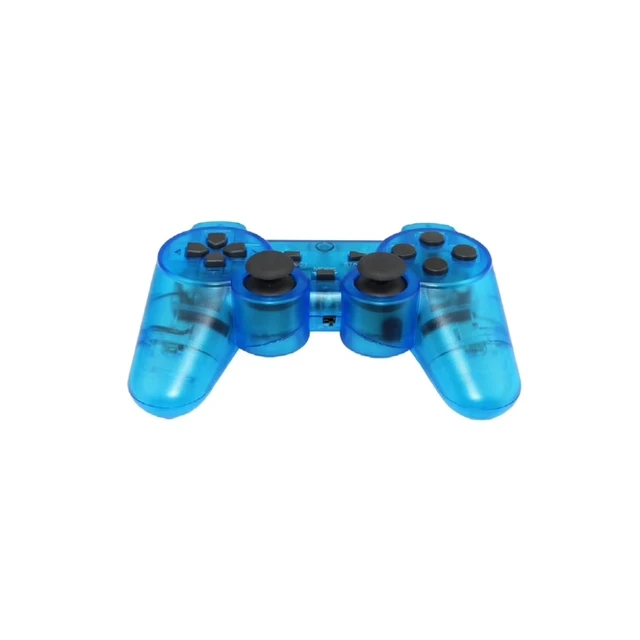 Alt view image 4 of 5 - RetroFam 2 Pack compatible PS2 Controller Wireless for Playstation 2 PS2 Console, Transparent Red & Blue