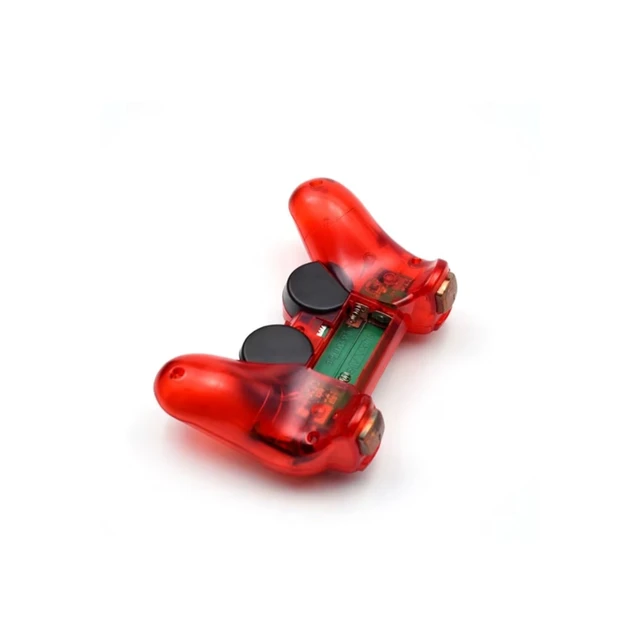 Alt view image 2 of 5 - RetroFam 2 Pack compatible PS2 Controller Wireless for Playstation 2 PS2 Console, Transparent Red & Purple