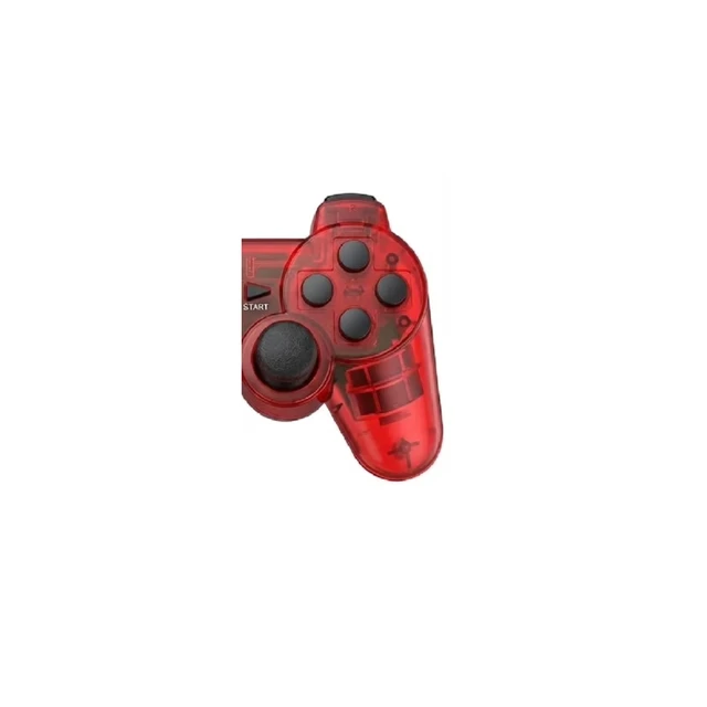 Alt view image 2 of 5 - RetroFam 2 Pack Wired Controller Compatible for PlayStation 2 PS2 Game Console, Transparent Red & Blue
