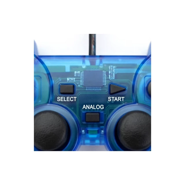 Alt view image 5 of 5 - RetroFam 2 Pack Wired Controller Compatible for PlayStation 2 PS2 Game Console, Transparent Red & Blue