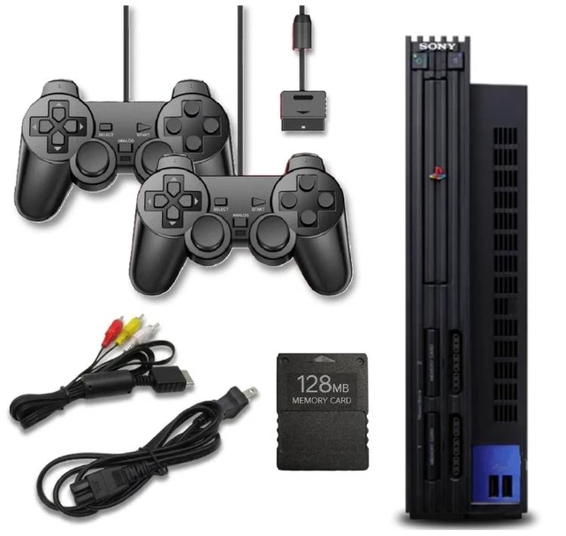 Main image of Sony PlayStation 2 PS2 Console System Bundle with 2 Wired Controllers & 128MB Memory Card