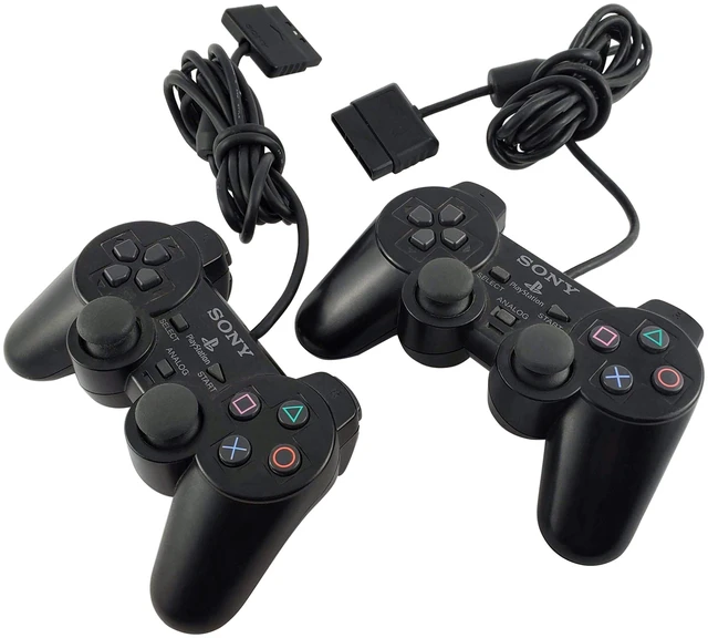 Main image of Sony PlayStation 2 DualShock 2 Wired OEM Controller (Pack of 2) - Black PS2