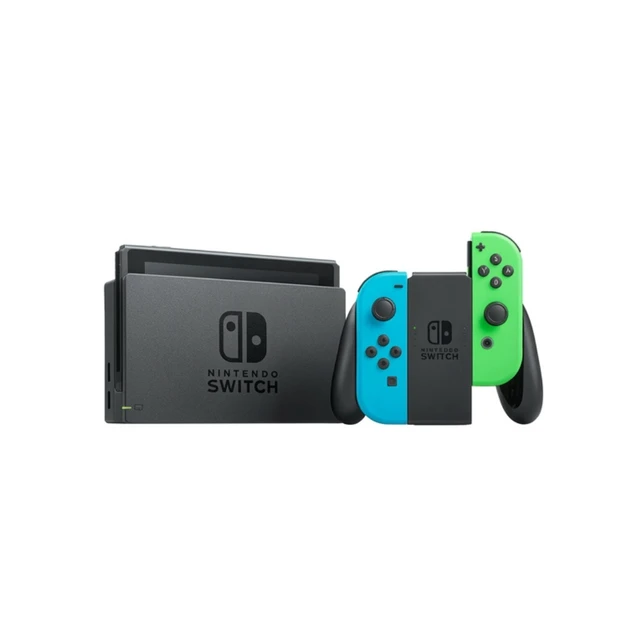 Alt view image 5 of 6 - Nintendo Switch Video Game Console - Blue & Green OEM Joy-Cons, Dock & Charger Bundle