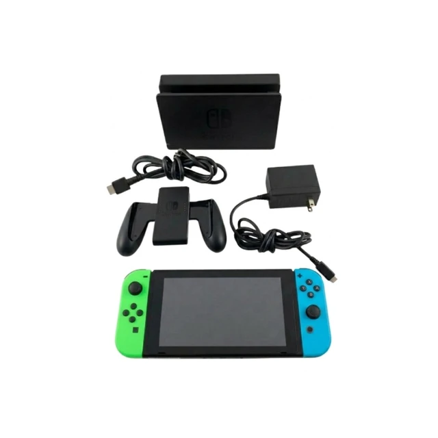 Alt view image 4 of 6 - Nintendo Switch Video Game Console - Blue & Green OEM Joy-Cons, Dock & Charger Bundle