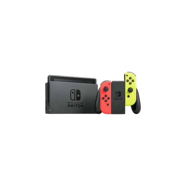 Alt view image 4 of 6 - Nintendo Switch Video Game Console - Red & Yellow OEM Joy-Cons, Dock & Charger Bundle