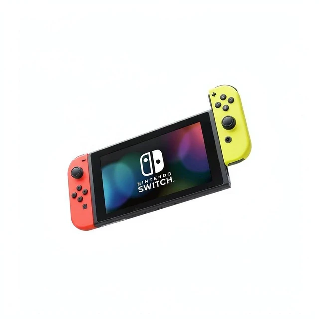 Alt view image 2 of 6 - Nintendo Switch Video Game Console - Red & Yellow OEM Joy-Cons, Dock & Charger Bundle