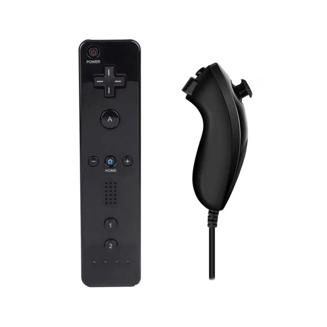 Alt view image 6 of 6 - Retrofam Wii Accessories Bundle with Two Remotes and Nunchuks compatible with Nintendo Wii Console, Black