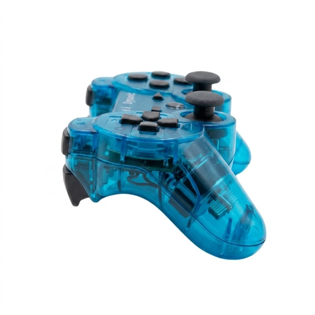 Alt view image 4 of 5 - RETROFAM Wireless Controller, Power Cord and HDMI Cable, Compatible with PS3, Clear Blue
