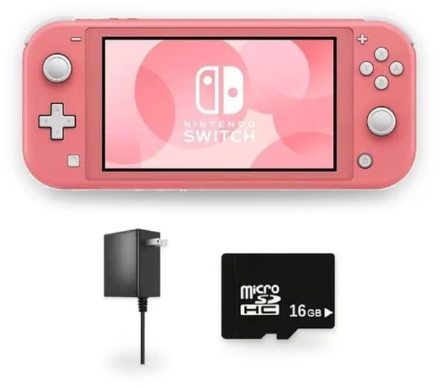 Main image of Nintendo Switch Lite Handheld Console in Coral with 16GB microSD Card